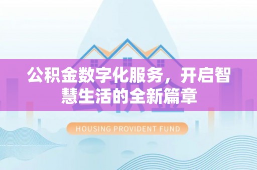 上街公积金数字化服务，开启智慧生活的全新篇章
