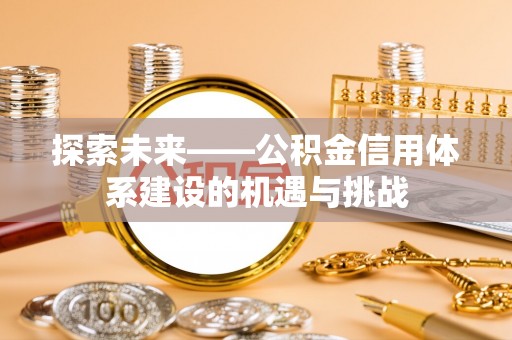 上街探索未来——公积金信用体系建设的机遇与挑战